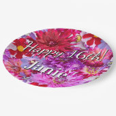 Roze bloemen 16e verjaardag papieren bordje (Gekanteld)