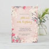 Roze Bloemen 16e Verjaardag Uitnodiging (elke leef (Staand voorkant)