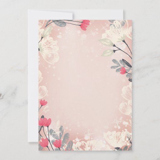 Roze Bloemen 16e Verjaardag Uitnodiging (elke leef (Achterkant)