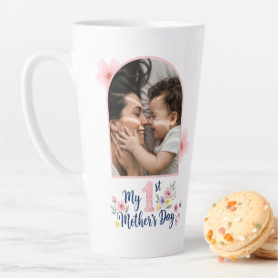 Roze bloemen 1e Moederdag aangepast aandenken Latte Mok