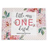 Roze Bloemen 1e Verjaardag Glossy Groot Cadeauzakje (Voorkant)