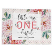 Roze Bloemen 1e Verjaardag Glossy Groot Cadeauzakje (Achterkant)