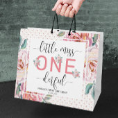 Roze Bloemen 1e Verjaardag Glossy Groot Cadeauzakje