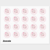 Roze bloemen 1e verjaardag sticker (Vel)