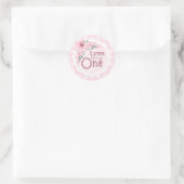 Roze bloemen 1e verjaardag sticker (Tas)