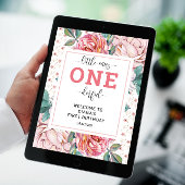 Roze Bloemen 1e Verjaardag Welkom Poster