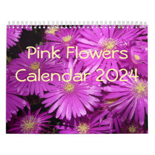 Roze Bloemen 2024 Kalender met Grote Aantallen