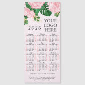 Roze Bloemen 2025 Kalender Magneet Toevoegen Busin (Voorkant)