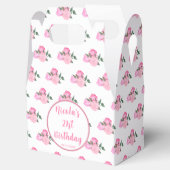 Roze Bloemen 21e Verjaardag Bedankdoosjes (Geopend)