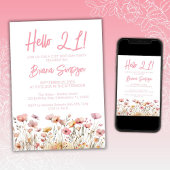 Roze Bloemen 21ste Verjaardagsfeest Kaart