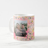 Roze bloemen 2 foto gepersonaliseerde Moederdag sc Koffiemok