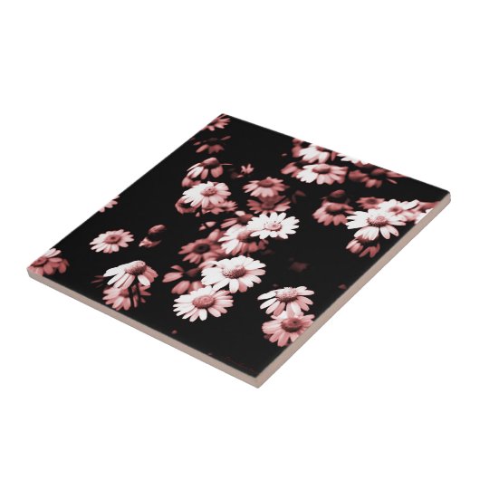 Roze Bloemen #4250 Keramische Tegel Tegeltje (Zijkant)