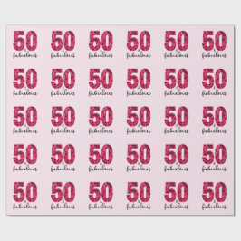 Roze Bloemen 50 en Fabulous 50ste verjaardagsfeest Cadeaupapier
