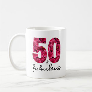 Roze Bloemen 50 en Fabulous 50ste verjaardagsfeest Koffiemok