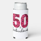 Roze Bloemen 50 en Fabulous 50ste verjaardagsfeest Seltzer Blikjeskoeler (Seltzer Voorkant)