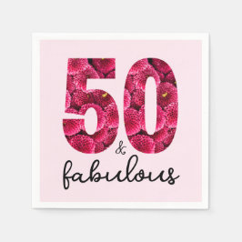 Roze Bloemen 50 en Fabulous 50ste verjaardagsfeest Servet