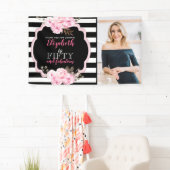 Roze Bloemen 50 en Fabulous Foto Zwart & Wit Spandoek (Insitu)