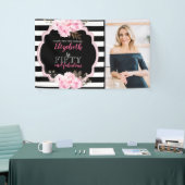 Roze Bloemen 50 en Fabulous Foto Zwart & Wit Spandoek (Beurs)