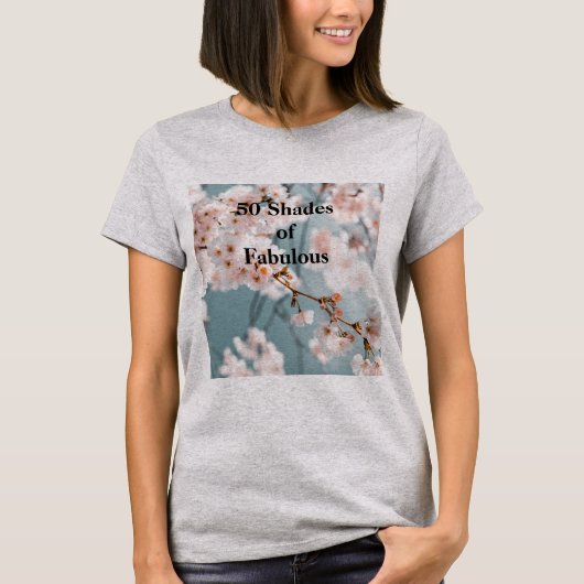 Roze Bloemen 50 tinten Fabulous Grey T-shirt (Voorkant)