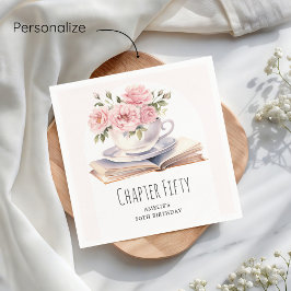 Roze Bloemen 50e Boek Thema Verjaardag Servet