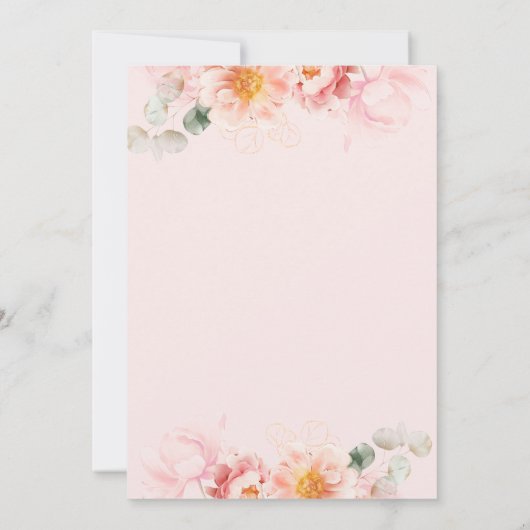 Roze Bloemen 50e trouwdag uitnodiging (Achterkant)