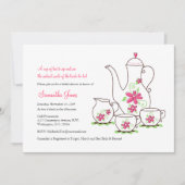 Roze bloemen, 5x7 Tea Party-uitnodigingen Kaart (Voorkant)
