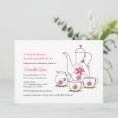 Roze bloemen, 5x7 Tea Party-uitnodigingen Kaart (Staand voorkant)