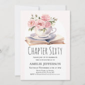 Roze Bloemen 60e Boek Thema Verjaardag Kaart (Voorkant)