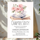 Roze Bloemen 60e Boek Thema Verjaardag Kaart