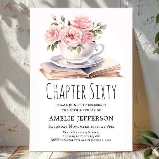 Roze Bloemen 60e Boek Thema Verjaardag Kaart