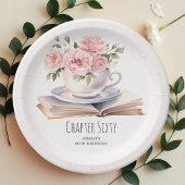 Roze Bloemen 60e Boek Thema Verjaardag Papieren Bordje