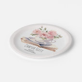 Roze Bloemen 60e Boek Thema Verjaardag Papieren Bordje (Gekanteld)