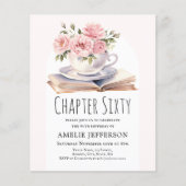 Roze Bloemen 60e Boek Thema Verjaardag Uitnodiging (Voorkant)