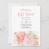 Roze Bloemen 60ste Verjaardag Proost op 60 Jaar Kaart (Voorkant)