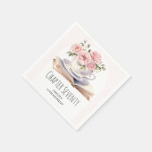 Roze Bloemen 70e Boek Thema Verjaardag Servet (Hoek)