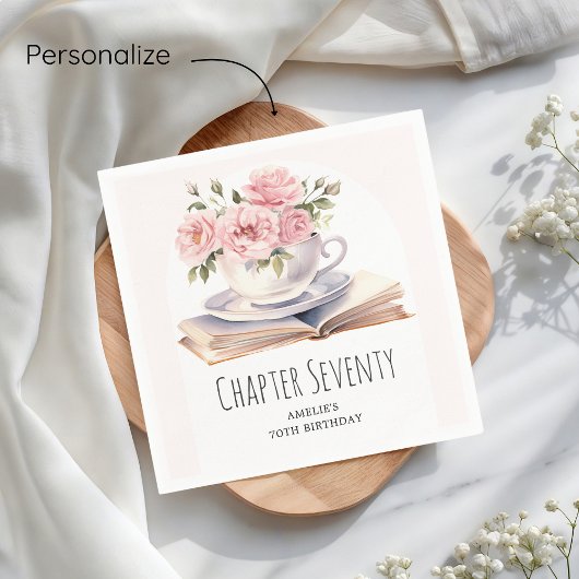 Roze Bloemen 70e Boek Thema Verjaardag Servet