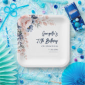 Roze Bloemen 70e Verjaardagsfeestje Botanisch Papieren Bordje (Feest)