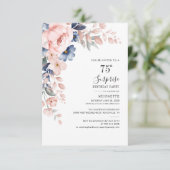 Roze Bloemen 75e Verjaardagsfeest Uitnodiging (Staand voorkant)