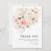 Roze Bloemen 75e verjaardagsfeestje Bedankkaart (Voorkant)