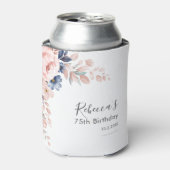 Roze Bloemen 75e verjaardagsfeestje Blikjeskoeler (Blikje Voorkant)