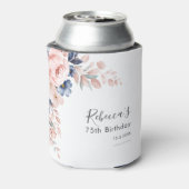 Roze Bloemen 75e verjaardagsfeestje Blikjeskoeler (Blikje Achterkant)