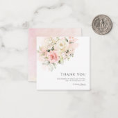 Roze Bloemen 75e Verjaardagsfeestje Dank je kaart Notitiekaartje (Voorkant / Achterkant in situ)