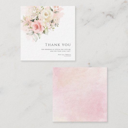 Roze Bloemen 75e Verjaardagsfeestje Dank je kaart Notitiekaartje (Voorkant / Achterkant)