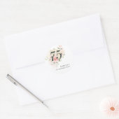 Roze Bloemen 75e verjaardagsfeestje Ronde Sticker (Envelop)