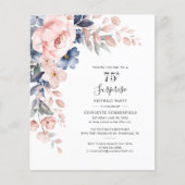 Roze Bloemen 75e Verrassing Verjaardag Uitnodiging (Voorkant)
