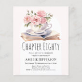 Roze Bloemen 80e Boek Thema Verjaardag Uitnodiging (Voorkant)