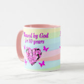 ROZE BLOEMEN 80E VERJAARDAG GOD'S ZEGENINGEN MOK (Voorkant links)