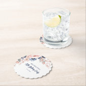 Roze Bloemen 80e Verjaardag Party Script Kartonnen Onderzetters (Insitu)