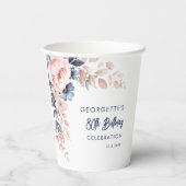 Roze Bloemen 80e Verjaardag Party Script Papieren Bekers (Achterkant)