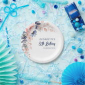 Roze Bloemen 80e Verjaardag Party Script Papieren Bordje (Feest)